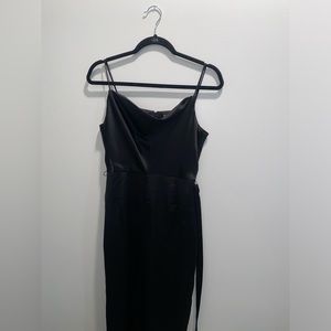 Cowl neck satin jumpsuit
